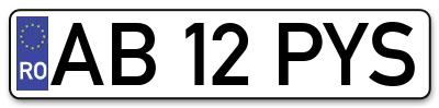 Placuta inmatriculare numar auto  AB-12-PYS, AB 12 PYS, AB12PYS