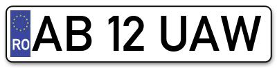 Placuta inmatriculare numar auto  AB-12-UAW, AB 12 UAW, AB12UAW