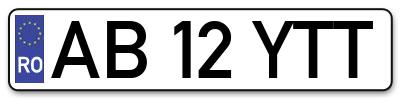 Placuta inmatriculare numar auto  AB-12-YTT, AB 12 YTT, AB12YTT