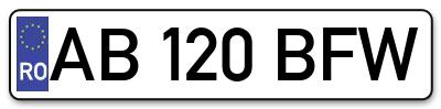 Placuta inmatriculare numar auto  AB-120-BFW, AB 120 BFW, AB120BFW