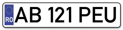 Placuta inmatriculare numar auto  AB-121-PEU, AB 121 PEU, AB121PEU