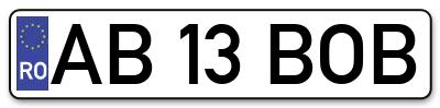 Placuta inmatriculare numar auto  AB-13-BOB, AB 13 BOB, AB13BOB