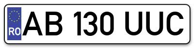 Placuta inmatriculare numar auto  AB-130-UUC, AB 130 UUC, AB130UUC