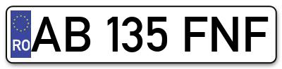 Placuta inmatriculare numar auto  AB-135-FNF, AB 135 FNF, AB135FNF