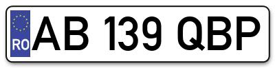 Placuta inmatriculare numar auto  AB-139-QBP, AB 139 QBP, AB139QBP