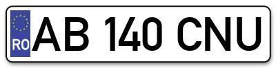 Placuta inmatriculare numar auto  AB-140-CNU, AB 140 CNU, AB140CNU