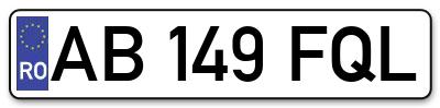 Placuta inmatriculare numar auto  AB-149-FQL, AB 149 FQL, AB149FQL