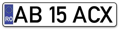 Placuta inmatriculare numar auto  AB-15-ACX, AB 15 ACX, AB15ACX