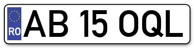 Placuta inmatriculare numar auto  AB-15-OQL, AB 15 OQL, AB15OQL