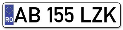 Placuta inmatriculare numar auto  AB-155-LZK, AB 155 LZK, AB155LZK