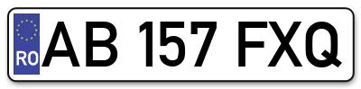 Placuta inmatriculare numar auto  AB-157-FXQ, AB 157 FXQ, AB157FXQ
