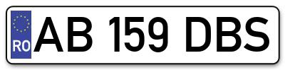 Placuta inmatriculare numar auto  AB-159-DBS, AB 159 DBS, AB159DBS