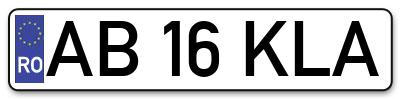 Placuta inmatriculare numar auto  AB-16-KLA, AB 16 KLA, AB16KLA