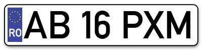 Placuta inmatriculare numar auto  AB-16-PXM, AB 16 PXM, AB16PXM