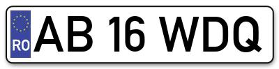 Placuta inmatriculare numar auto  AB-16-WDQ, AB 16 WDQ, AB16WDQ