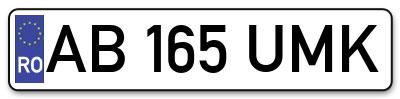 Placuta inmatriculare numar auto  AB-165-UMK, AB 165 UMK, AB165UMK