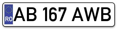 Placuta inmatriculare numar auto  AB-167-AWB, AB 167 AWB, AB167AWB