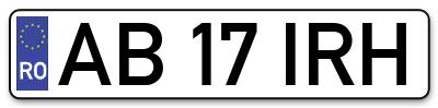 Placuta inmatriculare numar auto  AB-17-IRH, AB 17 IRH, AB17IRH