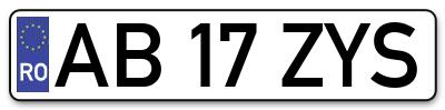 Placuta inmatriculare numar auto  AB-17-ZYS, AB 17 ZYS, AB17ZYS
