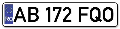 Placuta inmatriculare numar auto  AB-172-FQO, AB 172 FQO, AB172FQO