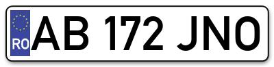 Placuta inmatriculare numar auto  AB-172-JNO, AB 172 JNO, AB172JNO