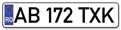 Placuta inmatriculare numar auto  AB-172-TXK, AB 172 TXK, AB172TXK