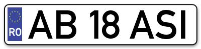 Placuta inmatriculare numar auto  AB-18-ASI, AB 18 ASI, AB18ASI