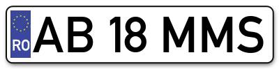 Placuta inmatriculare numar auto  AB-18-MMS, AB 18 MMS, AB18MMS