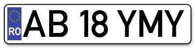 Placuta inmatriculare numar auto  AB-18-YMY, AB 18 YMY, AB18YMY