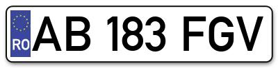 Placuta inmatriculare numar auto  AB-183-FGV, AB 183 FGV, AB183FGV