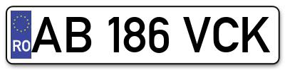 Placuta inmatriculare numar auto  AB-186-VCK, AB 186 VCK, AB186VCK