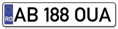 Placuta inmatriculare numar auto  AB-188-OUA, AB 188 OUA, AB188OUA