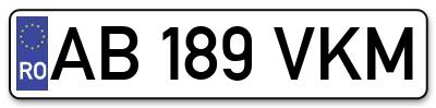 Placuta inmatriculare numar auto  AB-189-VKM, AB 189 VKM, AB189VKM