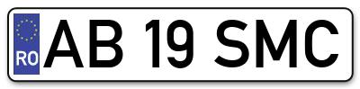 Placuta inmatriculare numar auto  AB-19-SMC, AB 19 SMC, AB19SMC