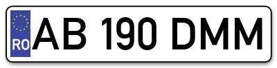 Placuta inmatriculare numar auto  AB-190-DMM, AB 190 DMM, AB190DMM