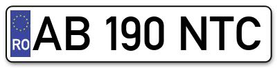 Placuta inmatriculare numar auto  AB-190-NTC, AB 190 NTC, AB190NTC