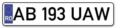 Placuta inmatriculare numar auto  AB-193-UAW, AB 193 UAW, AB193UAW