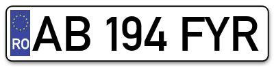 Placuta inmatriculare numar auto  AB-194-FYR, AB 194 FYR, AB194FYR