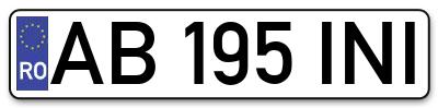 Placuta inmatriculare numar auto  AB-195-INI, AB 195 INI, AB195INI