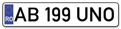 Placuta inmatriculare numar auto  AB-199-UNO, AB 199 UNO, AB199UNO
