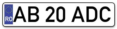 Placuta inmatriculare numar auto  AB-20-ADC, AB 20 ADC, AB20ADC