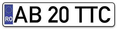 Placuta inmatriculare numar auto  AB-20-TTC, AB 20 TTC, AB20TTC