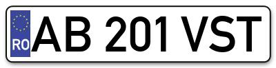 Placuta inmatriculare numar auto  AB-201-VST, AB 201 VST, AB201VST