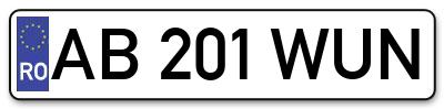 Placuta inmatriculare numar auto  AB-201-WUN, AB 201 WUN, AB201WUN