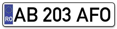 Placuta inmatriculare numar auto  AB-203-AFO, AB 203 AFO, AB203AFO