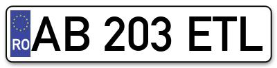 Placuta inmatriculare numar auto  AB-203-ETL, AB 203 ETL, AB203ETL