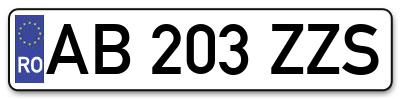 Placuta inmatriculare numar auto  AB-203-ZZS, AB 203 ZZS, AB203ZZS