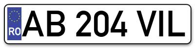 Placuta inmatriculare numar auto  AB-204-VIL, AB 204 VIL, AB204VIL