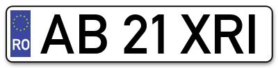 Placuta inmatriculare numar auto  AB-21-XRI, AB 21 XRI, AB21XRI