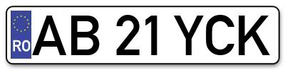 Placuta inmatriculare numar auto  AB-21-YCK, AB 21 YCK, AB21YCK